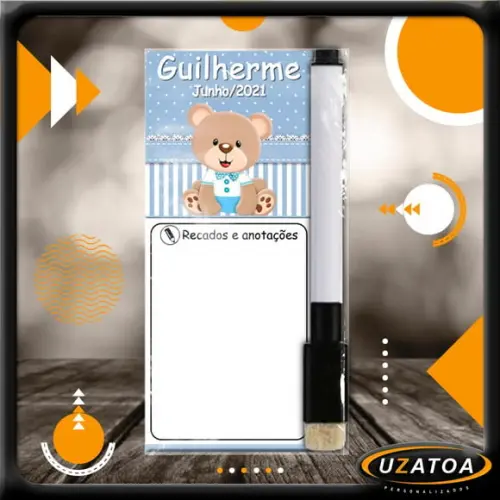Mini Lousa Personalizada com Caneta - Ursinho