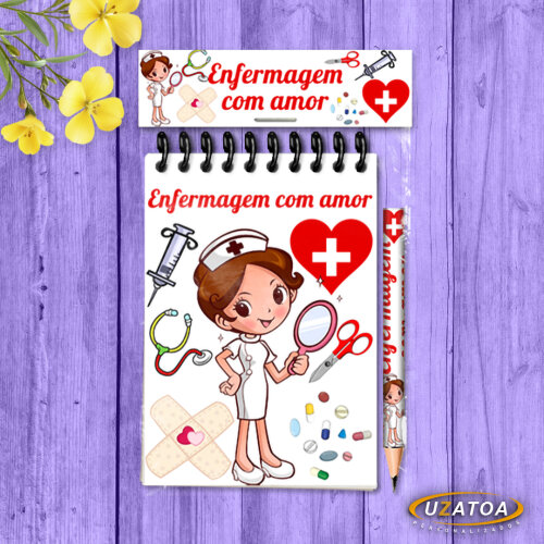 Lembrancinha Formatura Enfermagem Com Mini Lápis - Bloco Personalizado Mimo