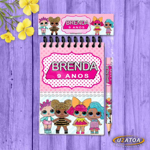 Lembrancinha Lol Surprise Com Mini Lápis - Bloco Personalizado Festa Infantil