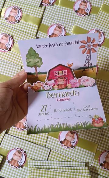 Convite Fazendinha Popup 3d