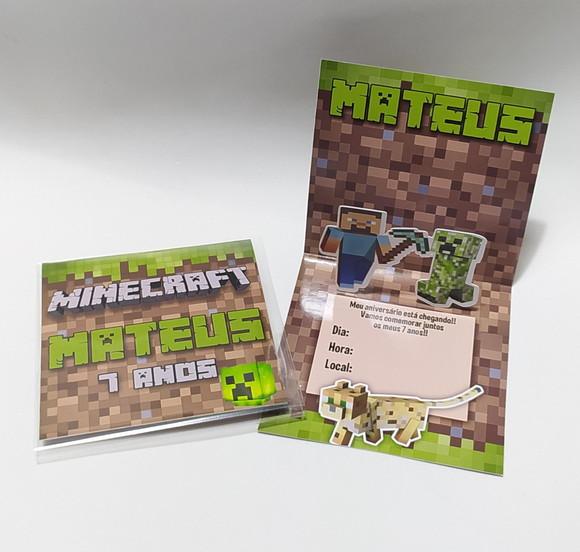 Convite Minecraft Popup 3d
