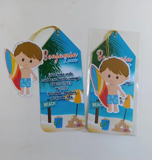 Convite Praia Surfista Marca Pagina