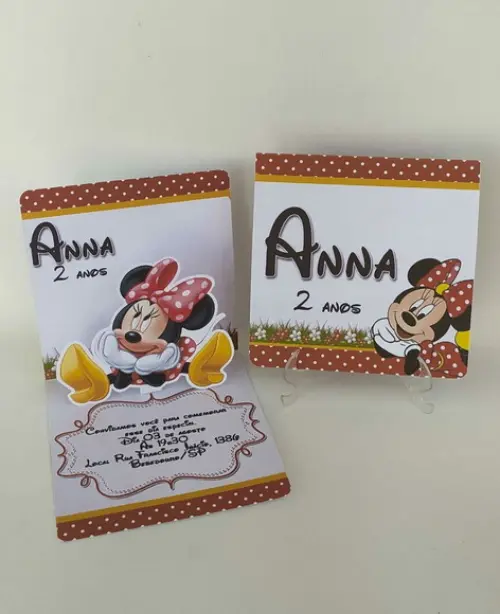 Convite Minnie Popup 3d