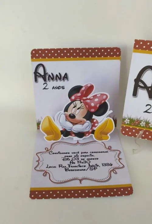 Convite Minnie Popup 3d