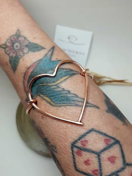 Pulseira de Cobre Puro Coração Vazado com Fecho
