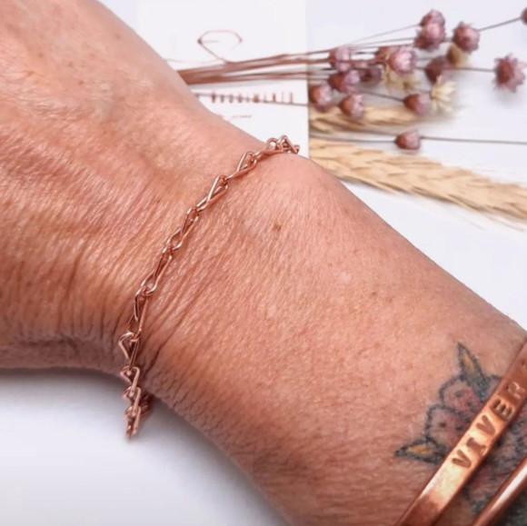 Pulseira de Cobre Puro Corrente Artesanal com Fecho