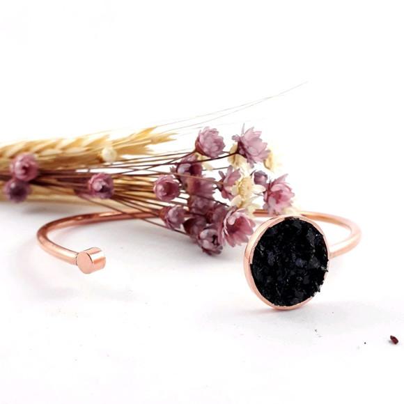 Pulseira de cobre puro com Turmalina Negra natural