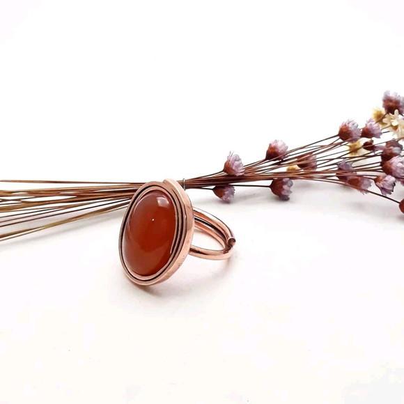 Anel de Cobre com Cornalina Natural