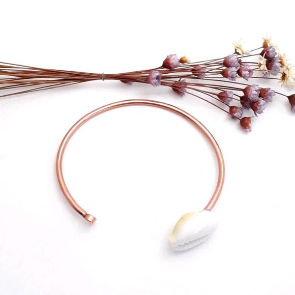 Pulseira de Cobre Natural com Búzio Branco