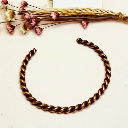Pulseira de Cobre Puro Trança Grossa