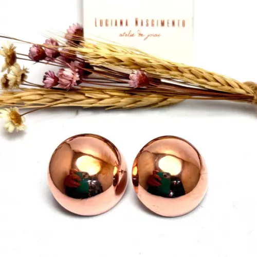 Brinco Louise em Cobre Puro - Pinos em Prata