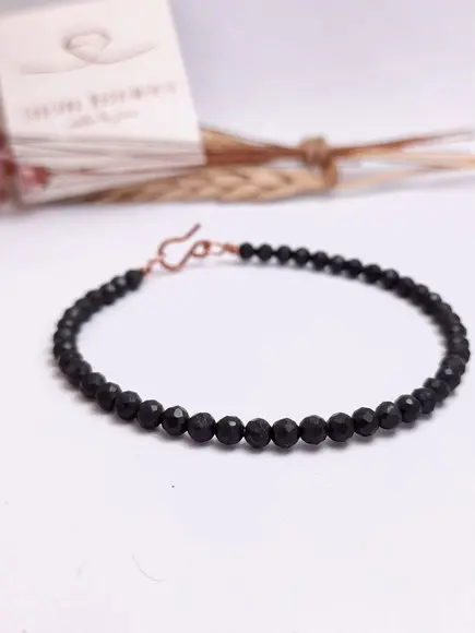 Pulseira em Cobre Puro com Shunguita Natural Lapidada