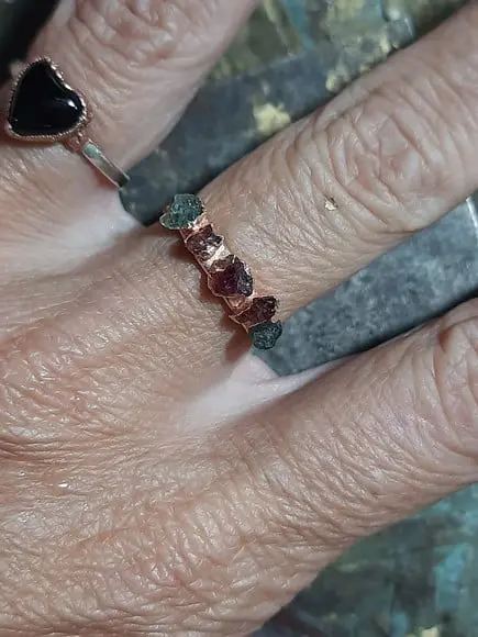 Anel Cobre Puro com Turmalinas Naturais - Tamanho 15