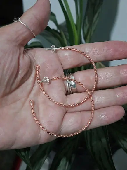 Argola Trançada em Cobre Puro - Fininha