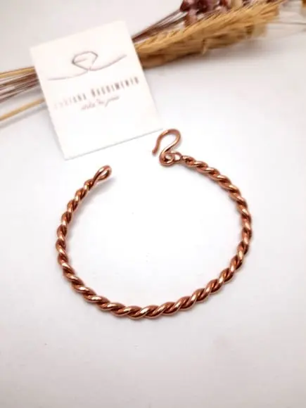 Pulseira de Cobre Puro Trançada com Fecho