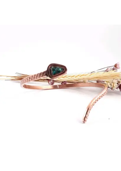 Bracelete Serpente em Cobre com Pedra Natural