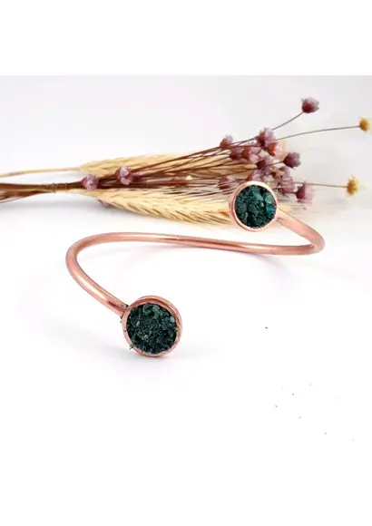 Bracelete Duo em Cobre Puro com Pedra Natural