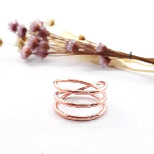 Anel Fio Triplo de Cobre Natural