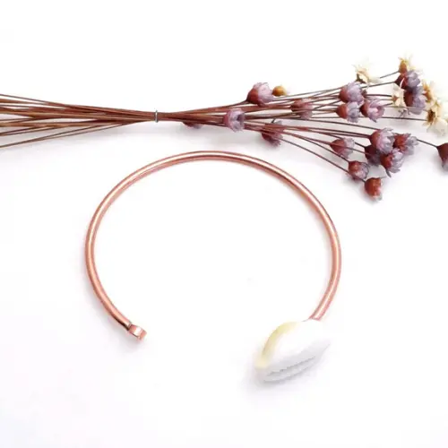 Pulseira de Cobre Natural com Búzio Branco