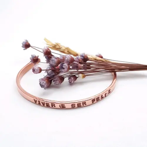 Pulseira de cobre - Frase personalizada.