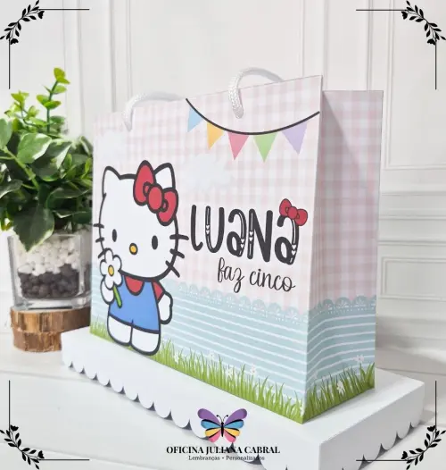 Sacolinha G Personalizada 15 unidades Hello Kitty