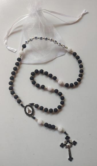 Terço Personalizado Nossa Senhora Aparecida Preto