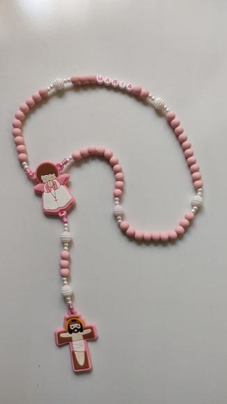 Terço Infantil Personalizado Rosa