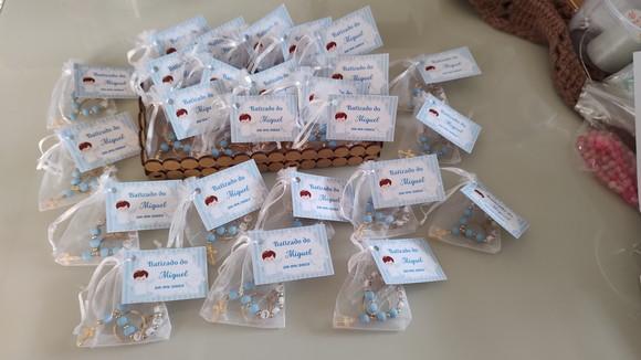 Mini Terço Chaveiro Personalizado Cruz Dourada