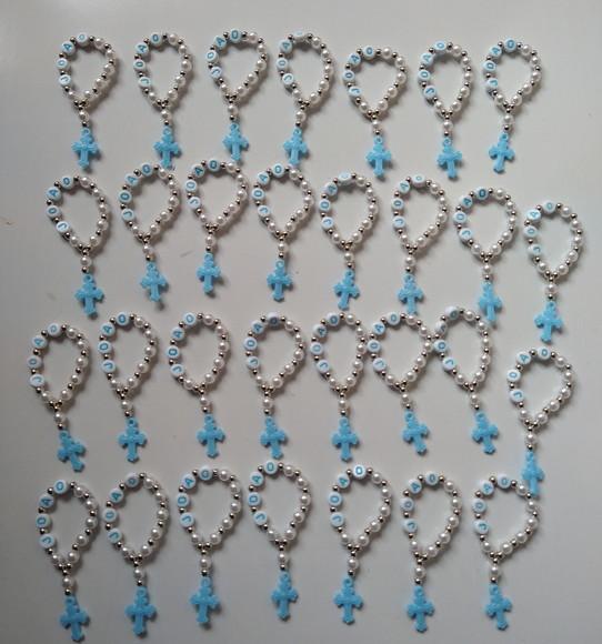 Mini Terço Personalizado Letra Azul