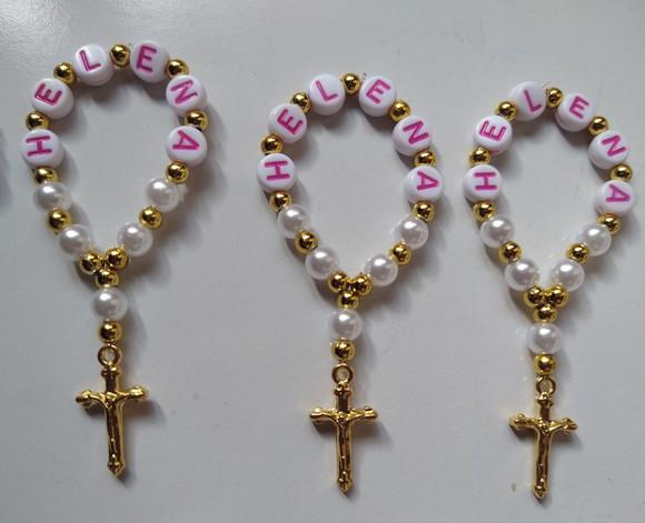 Mini Terço Personalizado Letra Rosa