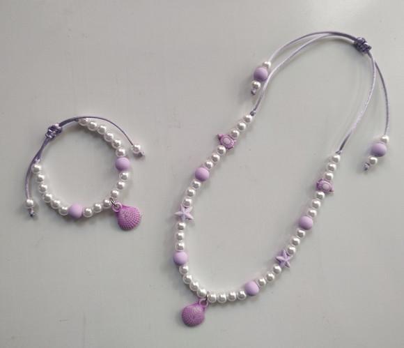 Kit 1 Colar e 1 Pulseira Infantil Sereia