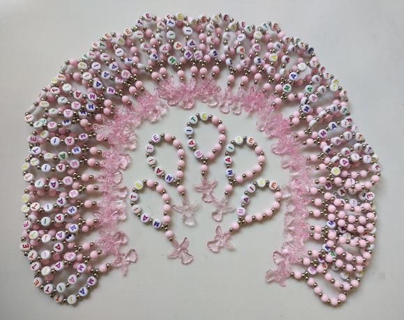 Mini Terço Personalizado Anjinho Rosa