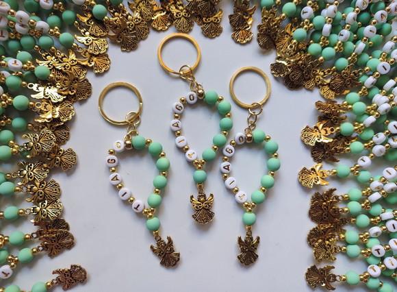 Mini Terço Chaveiro Personalizado Dourado