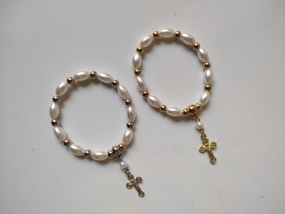 Kit com 2 Pulseiras Terço Infantil Cruz