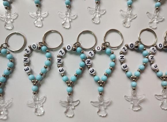 Mini Chaveiro Terço Personalizado Anjo (saquinho Organza)