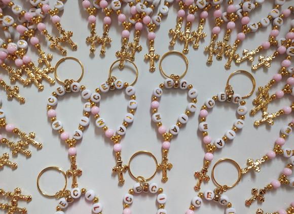 Mini Terço Chaveiro Personalizado Dourado