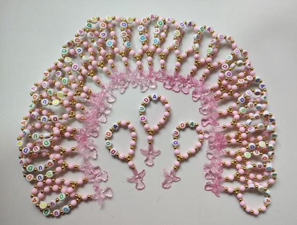 Mini Terço Personalizado Anjinho Rosa
