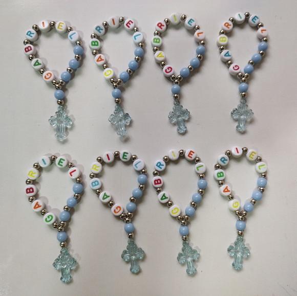 Mini Terço Personalizado Cruz de Acrílico Azul