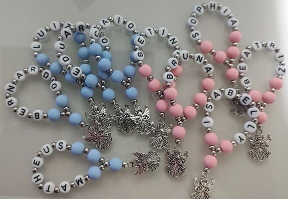 Mini Terço Personalizado Anjo Prata
