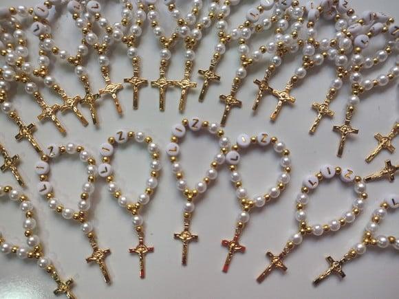 Mini Terço Personalizado Dourado