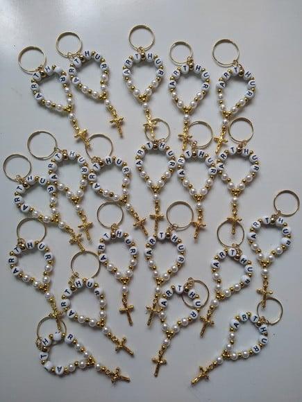 Mini Terço Chaveiro Personalizado Dourado