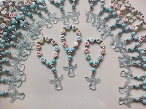 Mini Terço Personalizado Anjo Azul