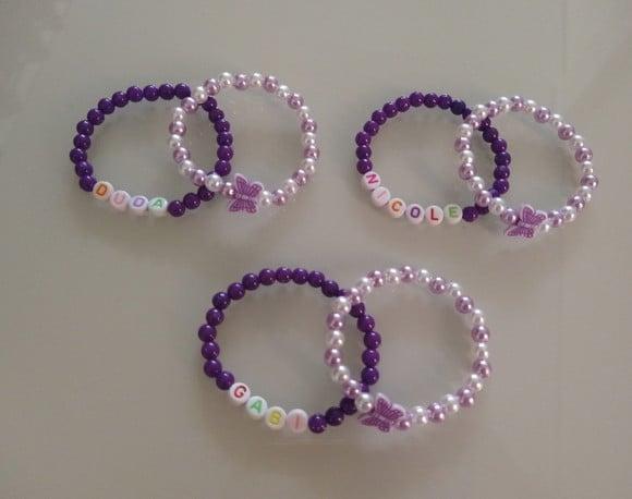 Kit com 2 Pulseiras Infantil Personalizada Borboleta