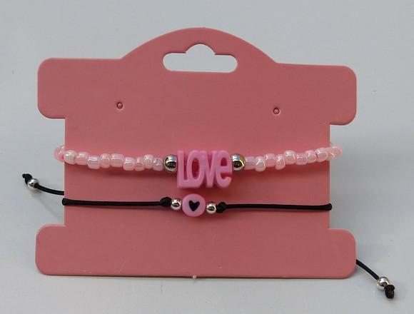 Kit Pulseiras Love Rosa