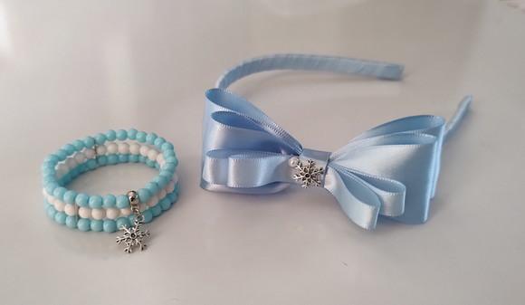 Kit com Tiara e Pulseira Floco de Neve