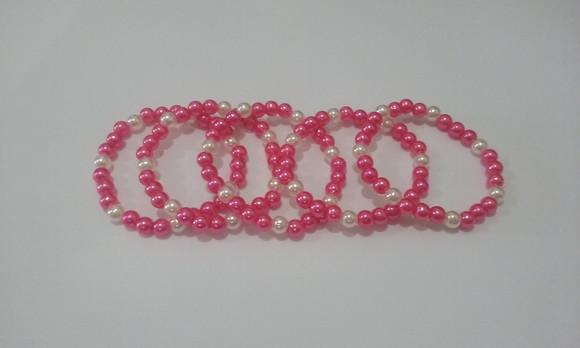 Pulseira de Pérolas Rosa e Branca