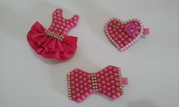 Pronta Entrega-kit Presilhas de Pérolas Pink