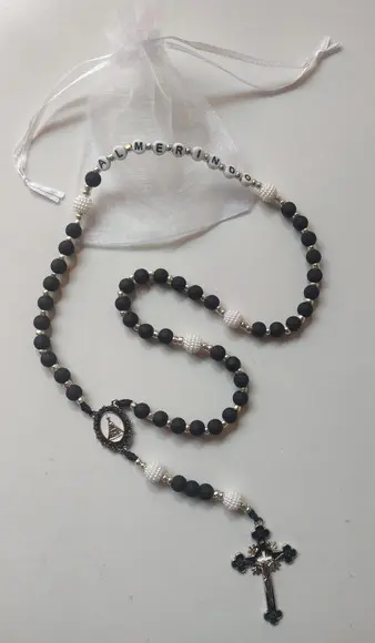 Terço Personalizado Nossa Senhora Aparecida Preto