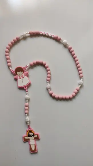 Terço Infantil Personalizado Rosa