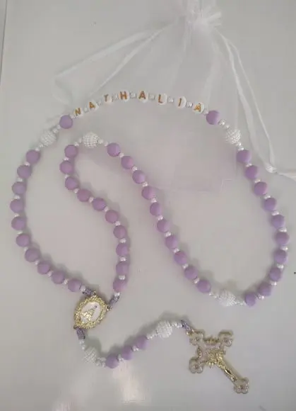 Terço Personalizado Nossa Senhora Aparecida Lilás